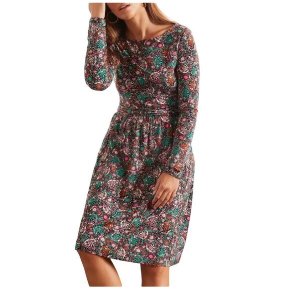 BODEN Abigail Long Sleeve Jersey Dress in Black Florals  SZ 8 - Picture 13 of 13